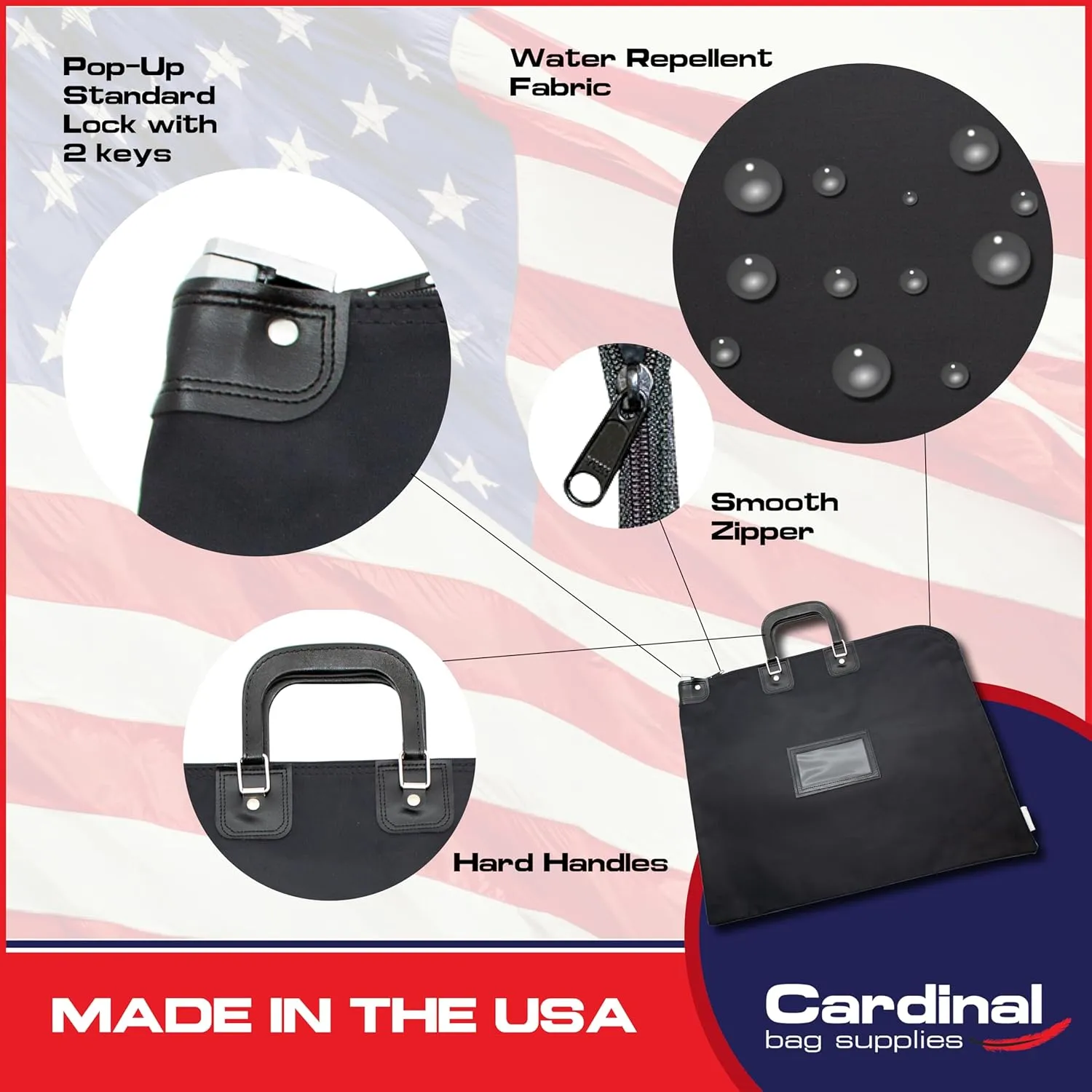 Large Locking Document Bag with Handles, Security Bag with Lock, HIPAA Compliant, 16 x 20 inch (Black)