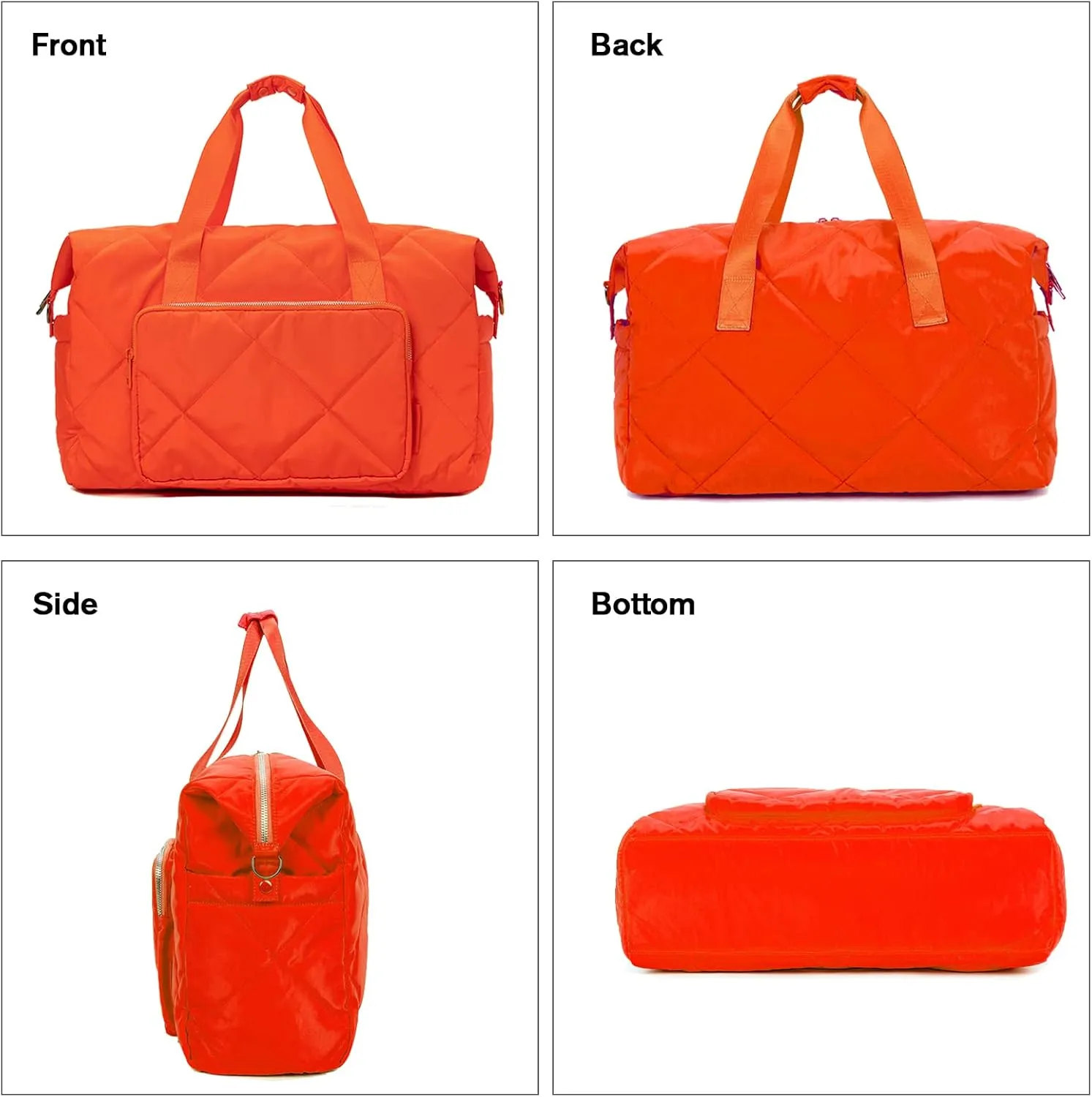 Large Orange Sports Tote Gym Bag for Women, Travel Duffel Bag, Shoulder Weekender Overnight Bag for Girls,Yoga