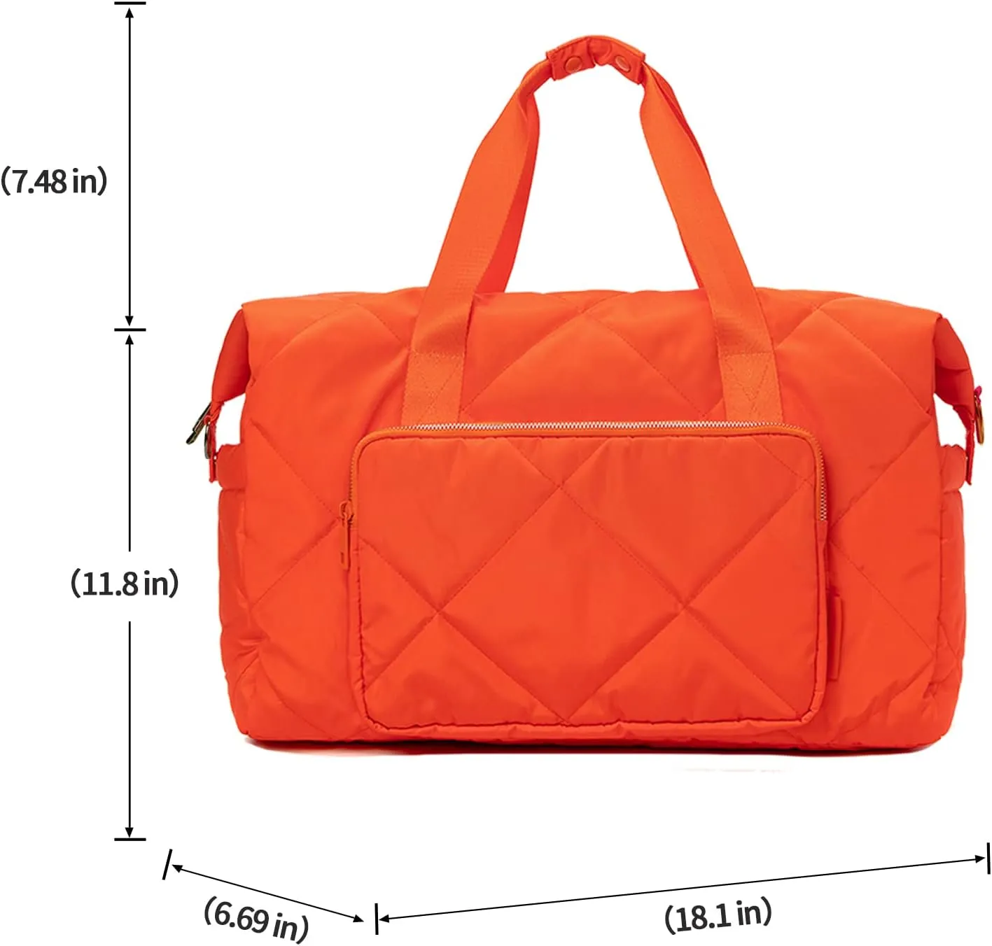 Large Orange Sports Tote Gym Bag for Women, Travel Duffel Bag, Shoulder Weekender Overnight Bag for Girls,Yoga
