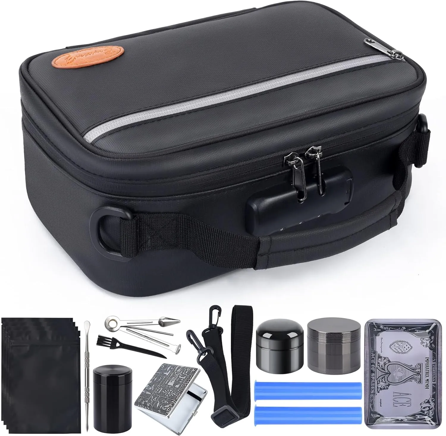 Large Storage Bag ，Medicine Lock Box with Accessories, Portable Lock Bag ，Pouch Water Resistant，Set Travel Case Great Christmas Gifts for Men, Black