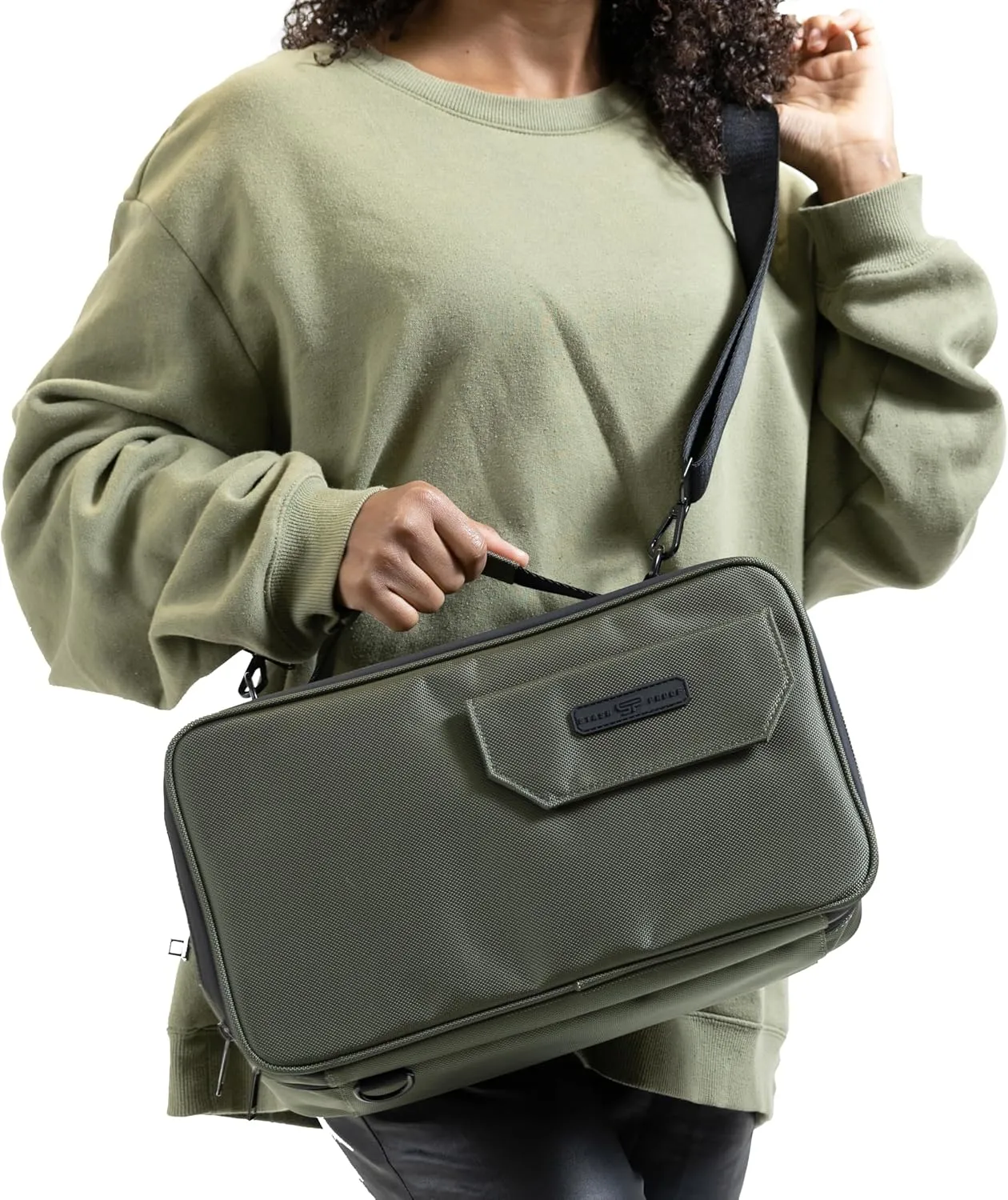 Large Storage Case with TSA Combination Lock Bag, Portable Carbon Lined, XL Medicine Lockable Box for Travel & Home Secured Box Organizer Divider Jars Accessories, Removable Tray (Green)