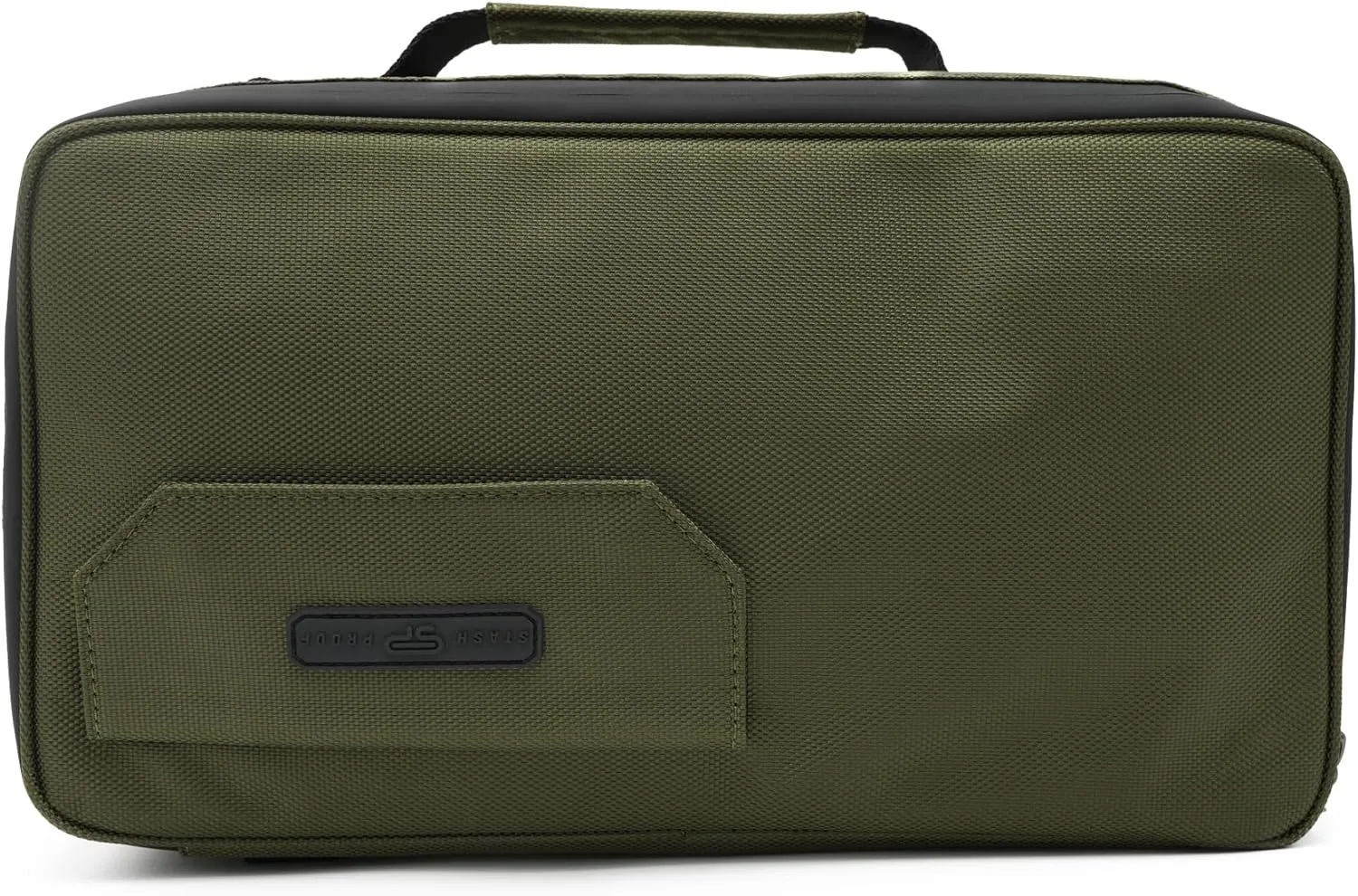 Large Storage Case with TSA Combination Lock Bag, Reverse Pocket Carbon Lined, XL Medicine Lockable Box for Travel & Home Secured Box Organizer Divider Jars Accessories, Removable Tray (Dark Green)