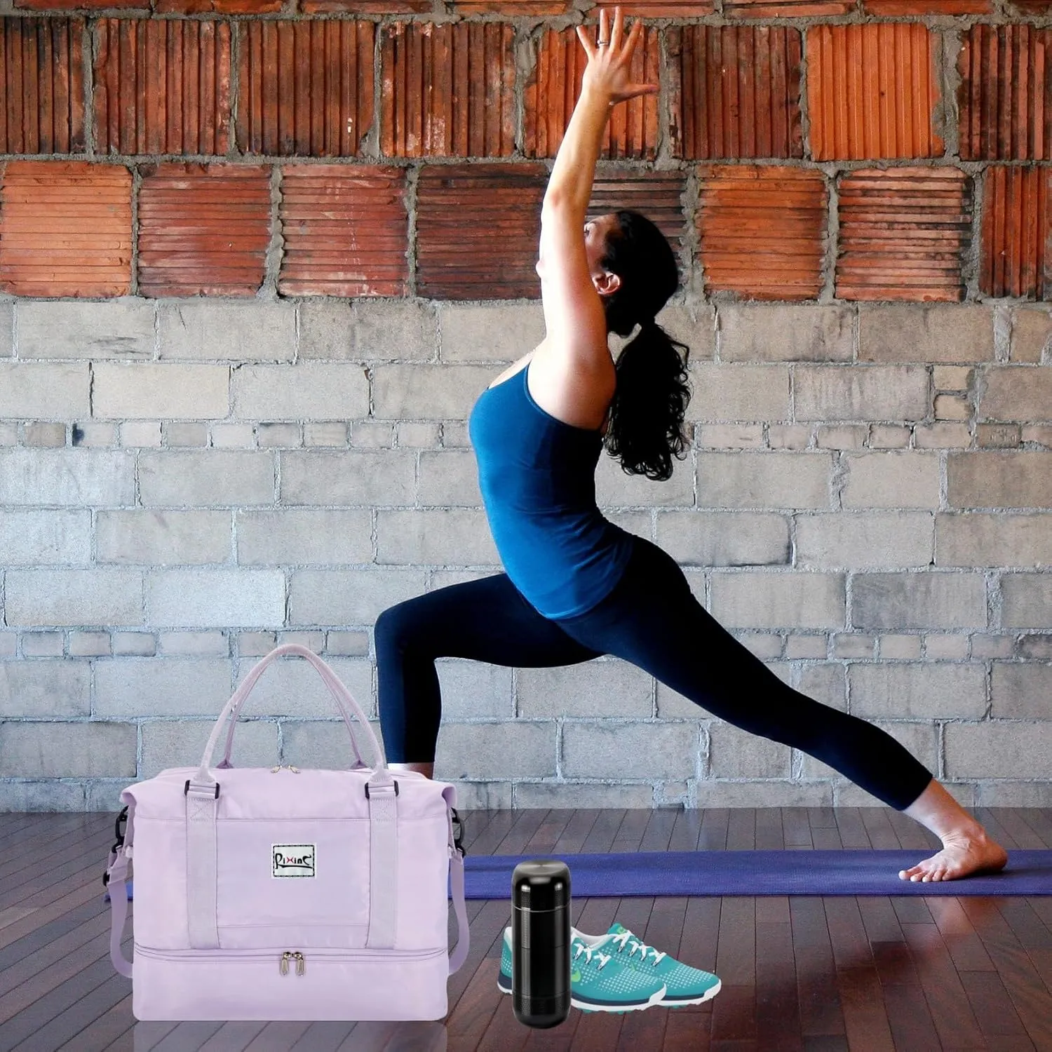 Large Travel Duffle Bag Weekender Bags for Women with Shoes Compartment, Travel Duffel Tote Carry on Overnight Bag for Travel Business Trips, Sport Yoga Gym Bag with Wet Pocket (Purple)