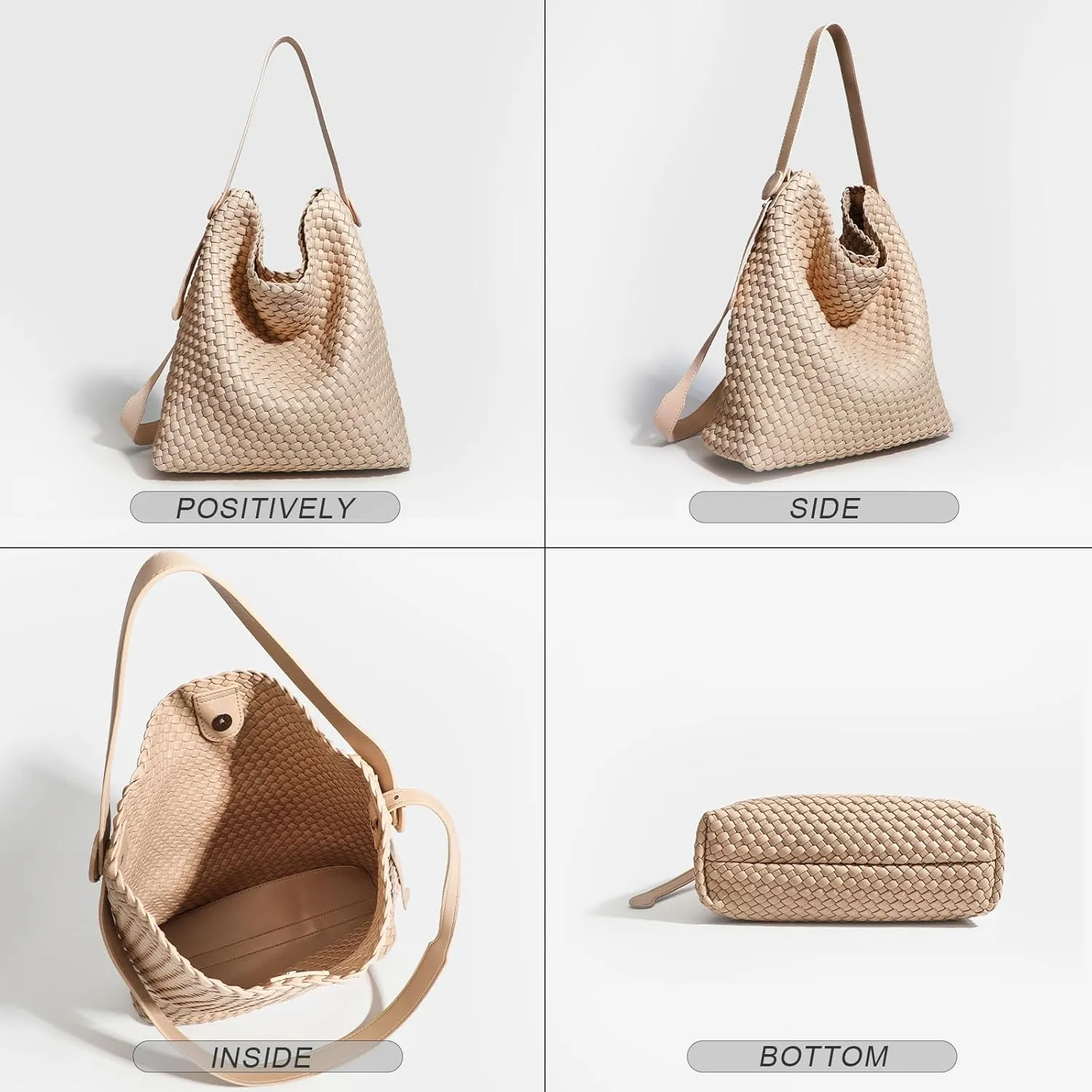 Large Woven Tote Bag Vegan Leather Shoulder Bag for Women Fashion Travel Shopper Bag Top Handle Handbag and Purse