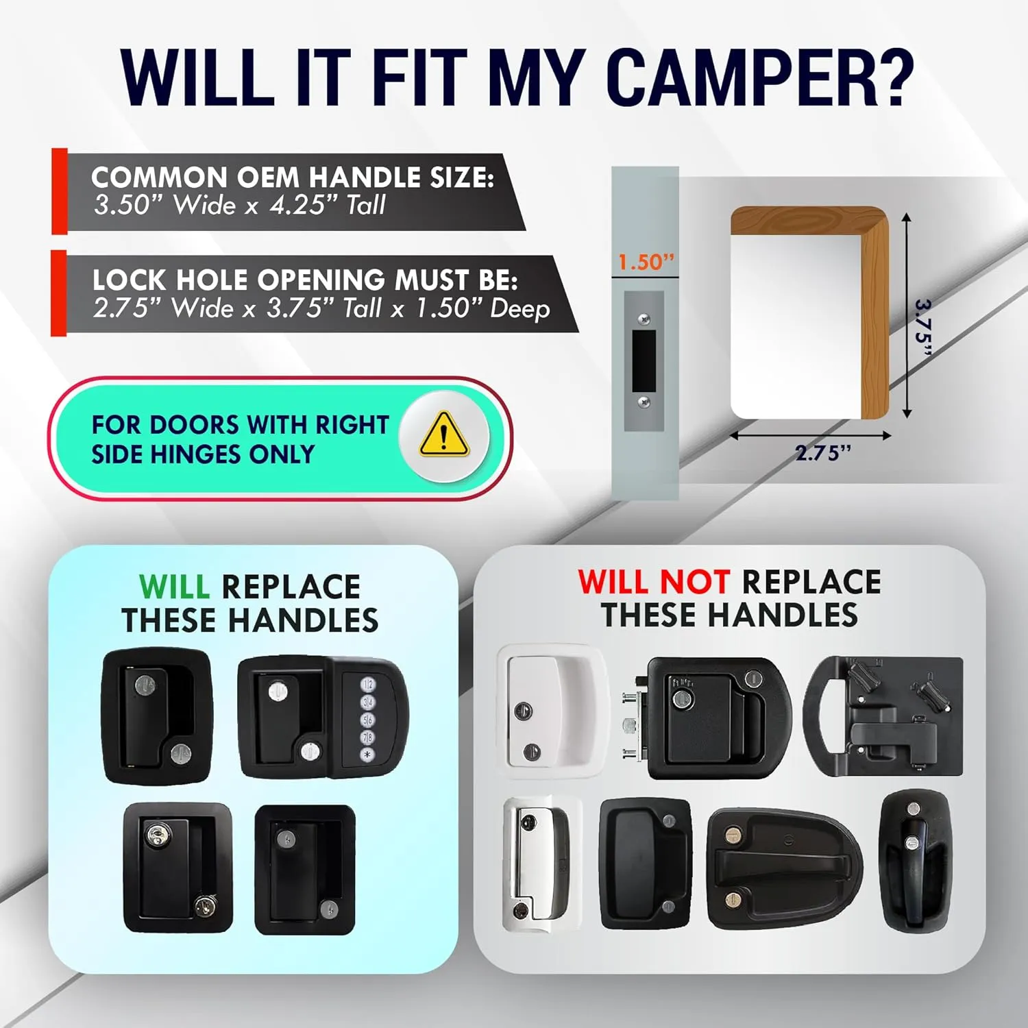 LATCH.IT White RV Door Lock Replacement | RV Door Locks | RV Door Handle w/ 4 Keys | Camper Door Lock | Trailer Door Lock | Camper Lock Replacement | Camper Door Latch only Fits 2.75"x3.75" Lock Hole