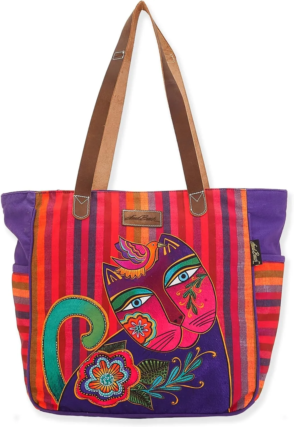 Laurel Burch Shoulder Tote Zipper Top 18"X6"X14"-Elena, Multicolor