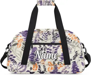 Lavender Blooming Personalized Kids Gym Bag Custom Dance Bag with Name Sport Duffel Bag for Girls Boys Weekender Overnight Travel Bag