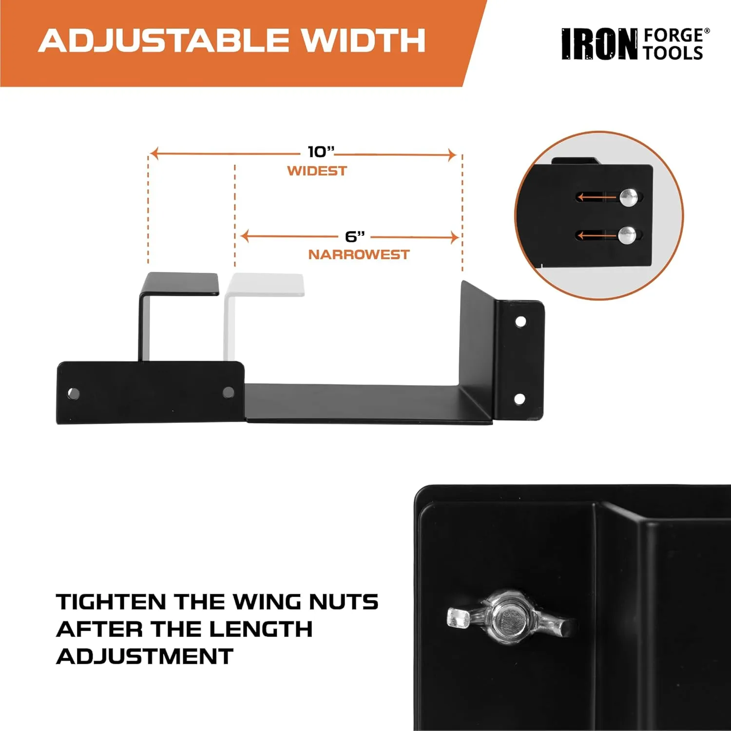 Lawn Mower Wheel Boot Lock for Trailer 6-10 Inch Adjustable, Lawn Care Accessories for Utility Enclosed Trailer & Truck, Heavy Duty 12 Gauge Powder Coated Steel Mounts to Wood & Metal