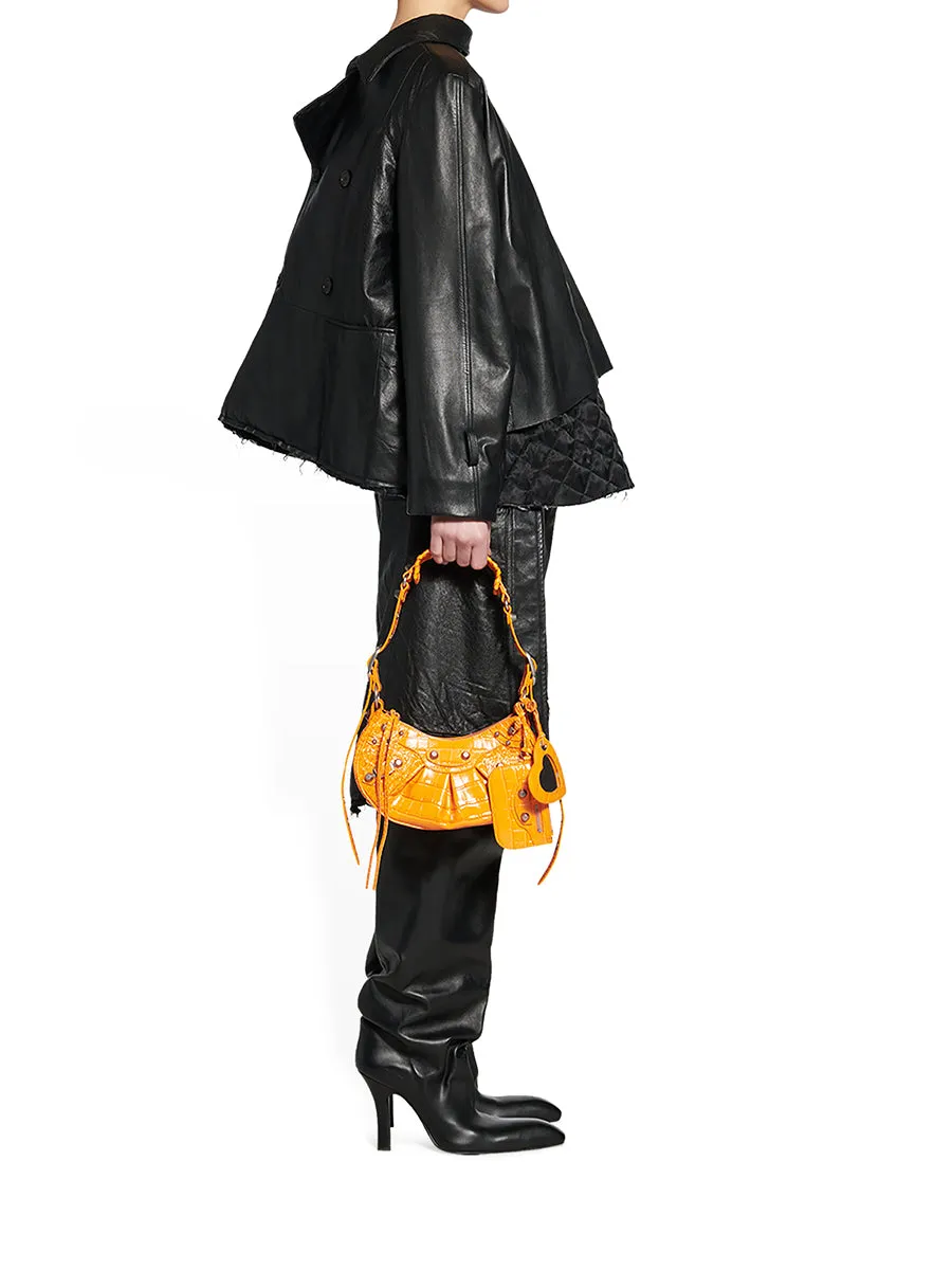 Le Cagole XS Shoulder Bag Crocodile Embossed in Orange