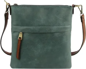 Le Miel Vegan Leather Double Zipper Square Crossbody Bag - Chic Companion for Women's Everyday Casual Occasions