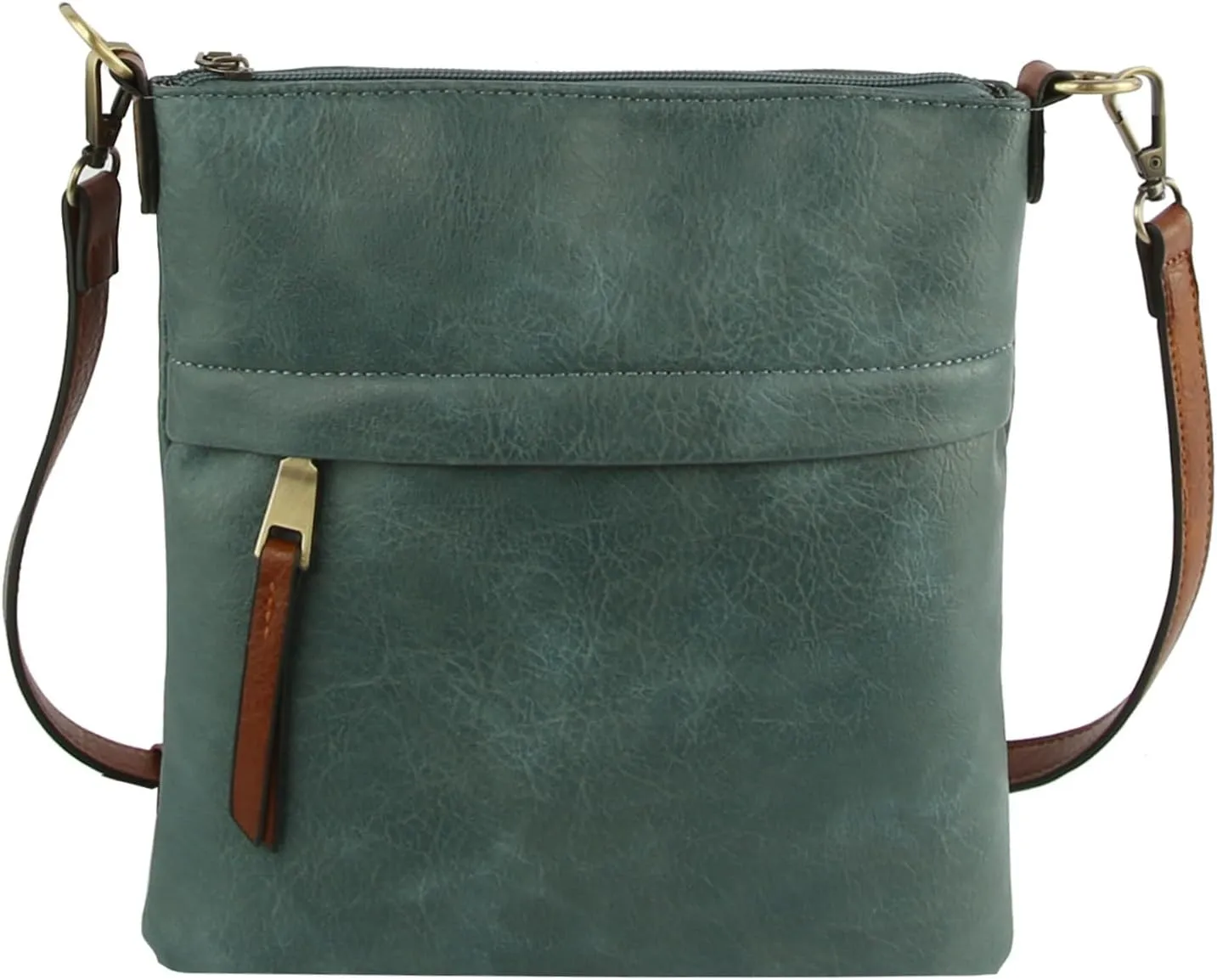 Le Miel Vegan Leather Double Zipper Square Crossbody Bag - Chic Companion for Women's Everyday Casual Occasions