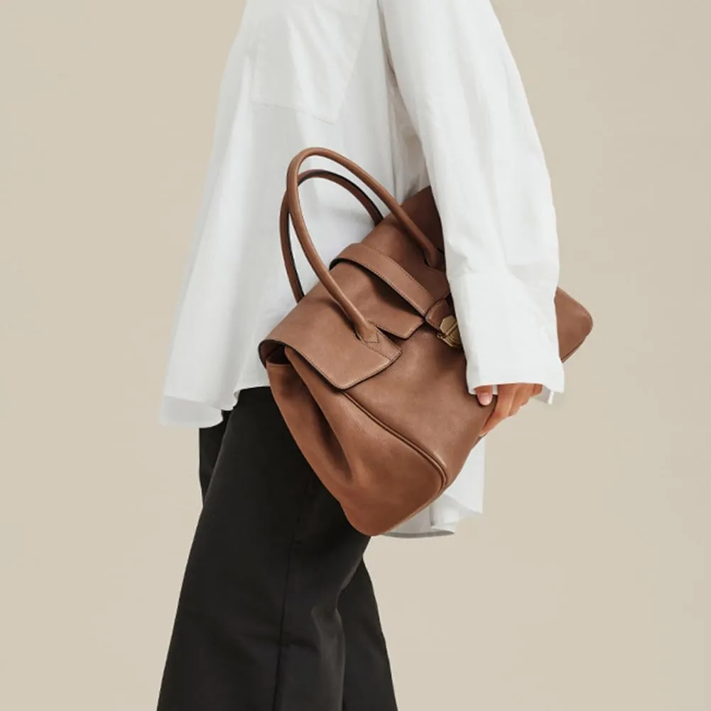 Leather Tote Bag for Women,Luxury Designer Handbags Large Capacity Work Tote Bag Trendy Clutch Purse With Top-handle