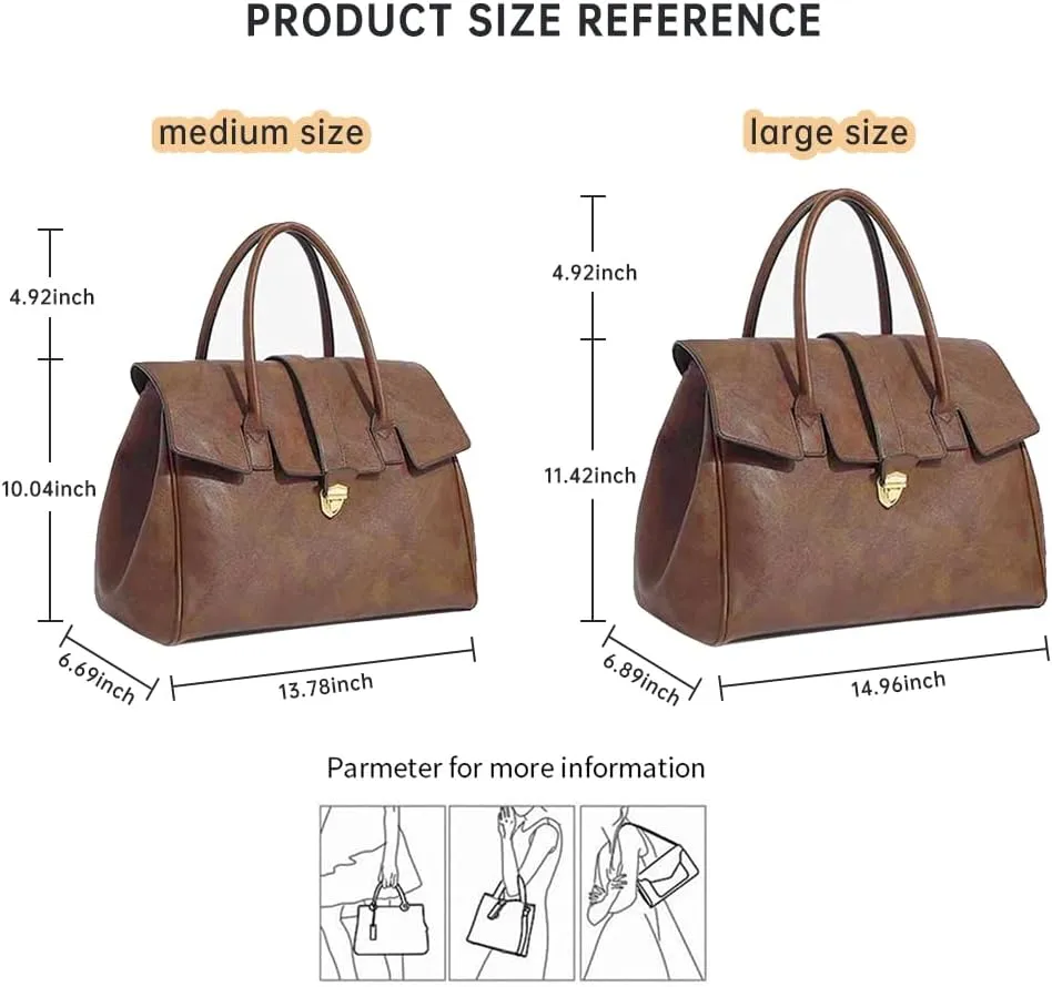 Leather Tote Bag for Women,Luxury Designer Handbags Large Capacity Work Tote Bag Trendy Clutch Purse With Top-handle