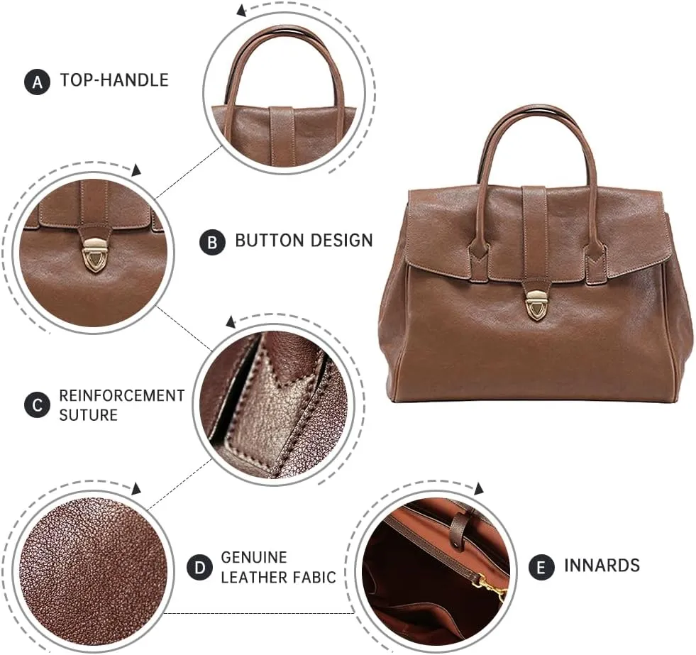Leather Tote Bag for Women,Luxury Designer Handbags Large Capacity Work Tote Bag Trendy Clutch Purse With Top-handle