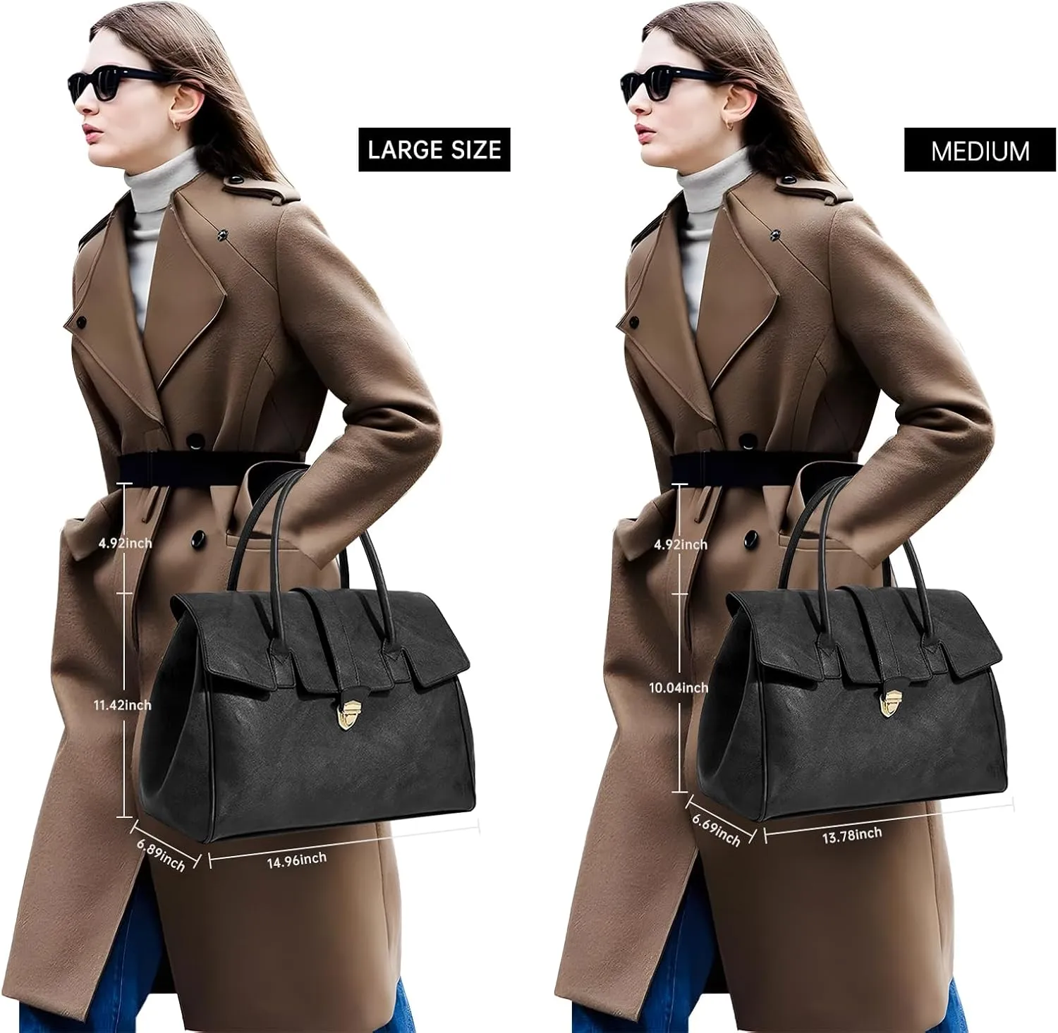 Leather Tote Bag for Women,Luxury Designer Handbags Large Capacity Work Tote Bag Trendy Clutch Purse With Top-handle