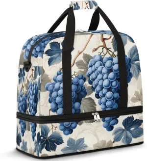 Leaves Grapes Foldable Travel Duffel Bag Overnight Weekender Bag with Shoes Compartment Sports Gym Bag for Men Women