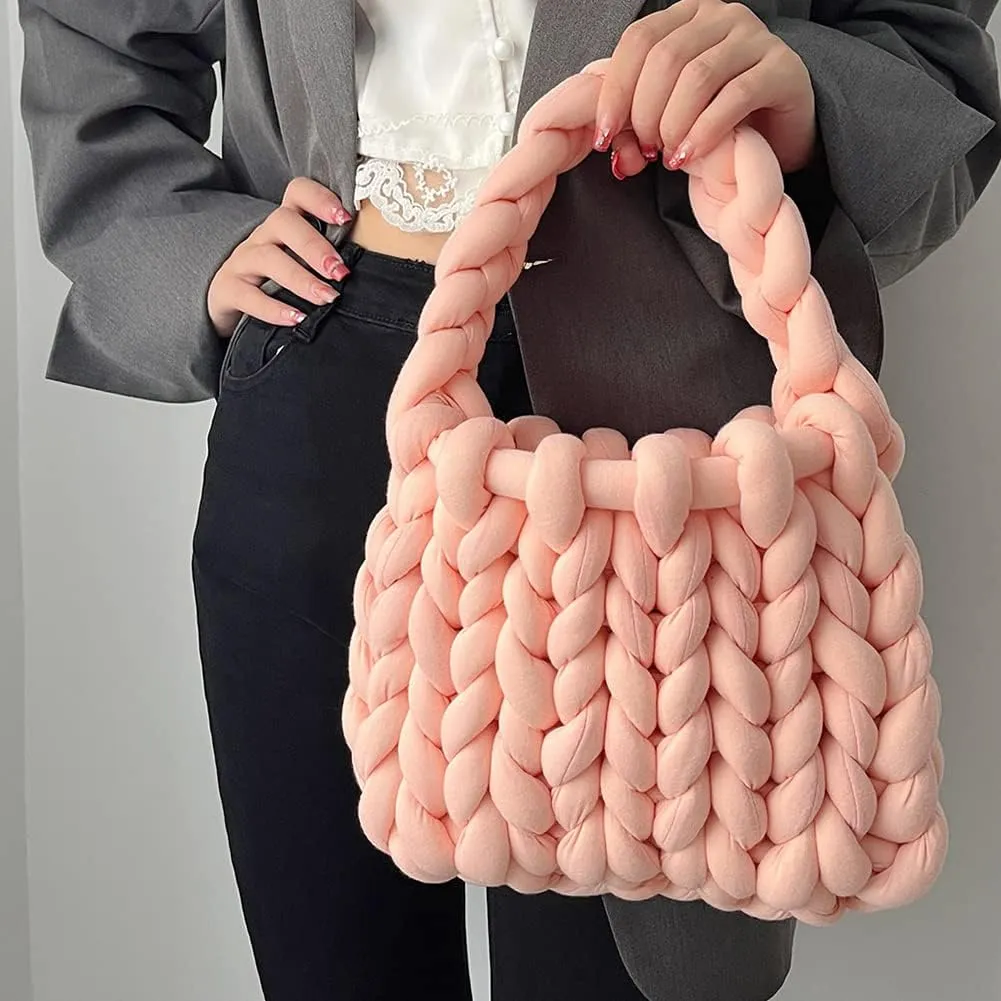 Leisure Bag Hand-woven Female Casual Tote Icelandic Wool Soft Breathable Holiday Gifts for Travel Party