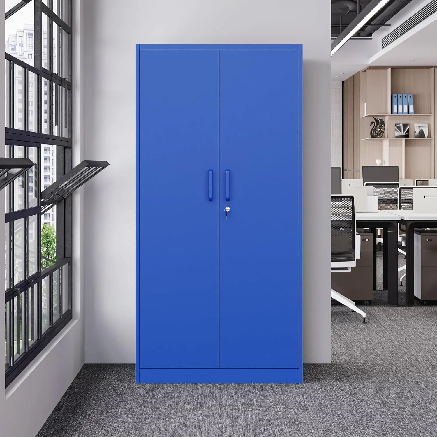 Letaya Metal Garage Storage Cabinets with Lock Door and Adjustable Shelves, Steel Tool Cabinets for Home,Office,Warehouse Organisieren (Blue)