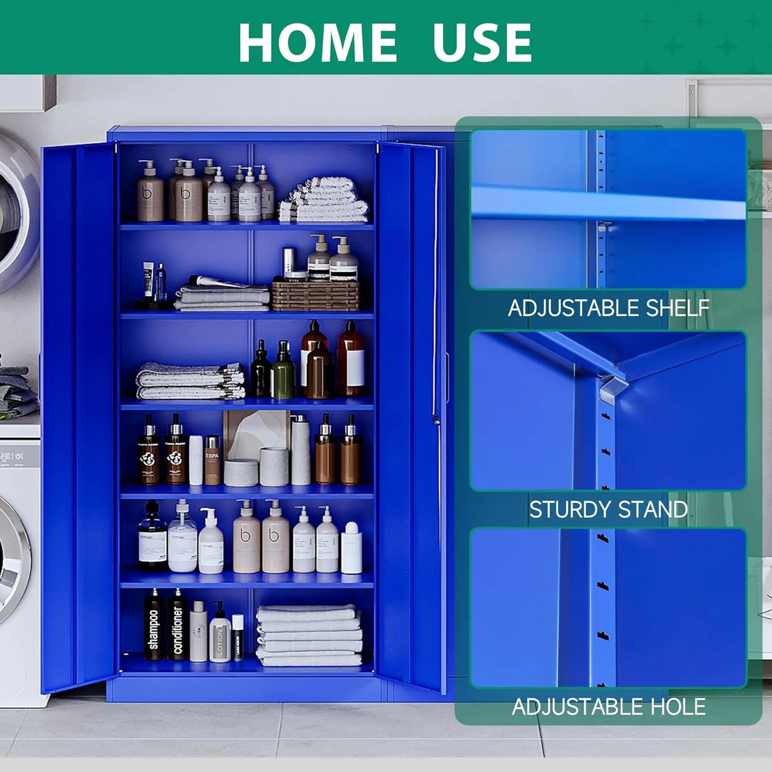 Letaya Metal Garage Storage Cabinets with Lock Door and Adjustable Shelves, Steel Tool Cabinets for Home,Office,Warehouse Organisieren (Blue)