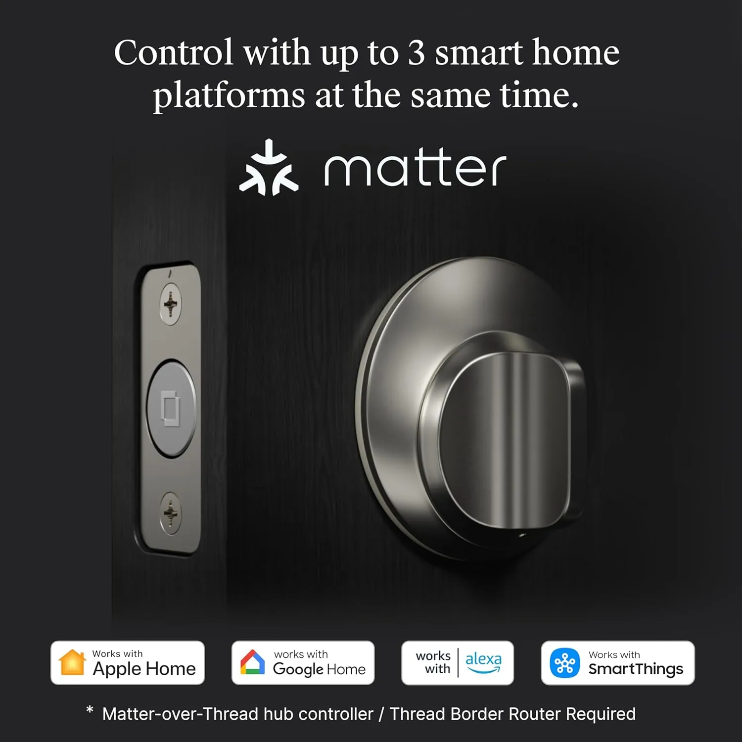 Level Lock  (Matter) Smart Lock - World's Smallest, Most Advanced Matter-Over-Thread Deadbolt Plus Apple Home Key - Keyless and Remote Access via Apple, Alexa, Google Home, SmartThings (Matte Black)