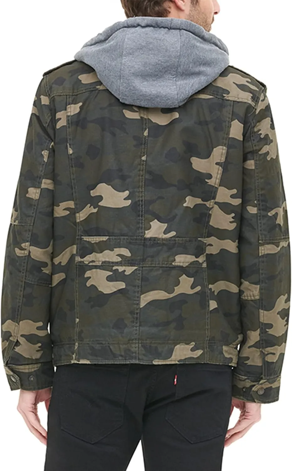 Levi's Men's Washed Cotton Hooded Military Jacket
