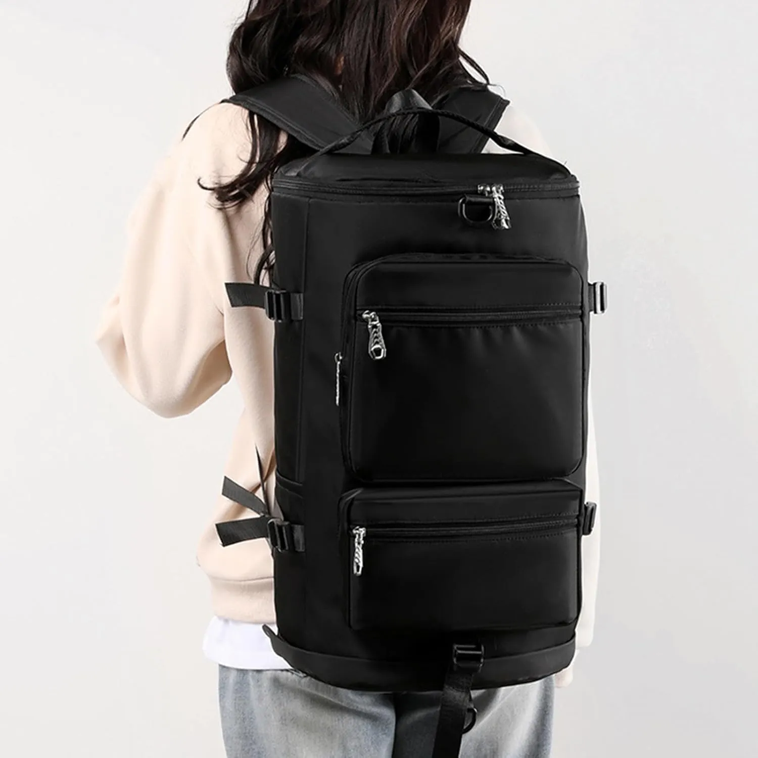 Lightweight Travel Bag Fitness Moving Storage Duffel Multifunctional Large Capacity Adjustable Straps Multi Layers Great Load Bearing Shoulder Black