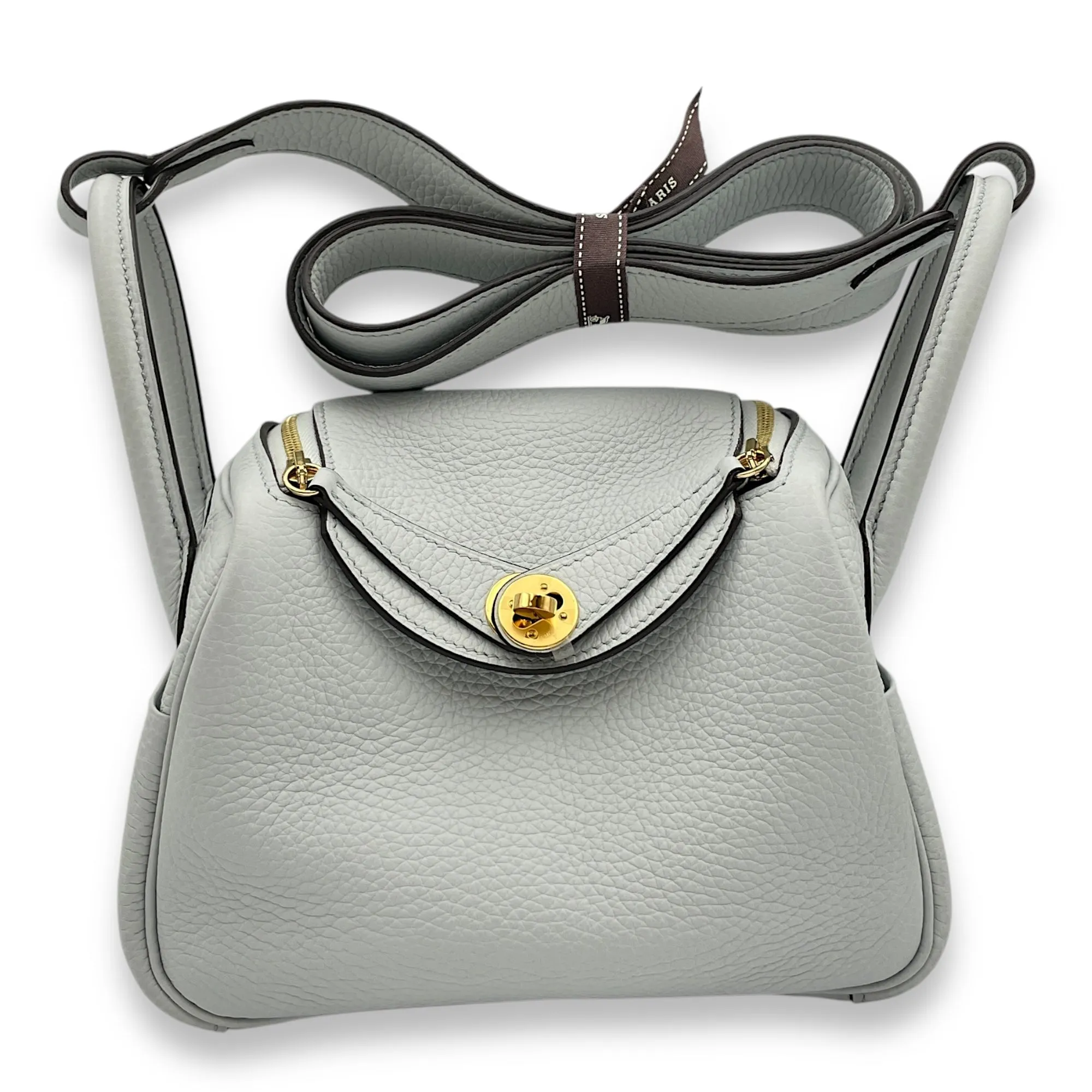 Lindy Mini Blue Pale in Clemence, Gold hardware