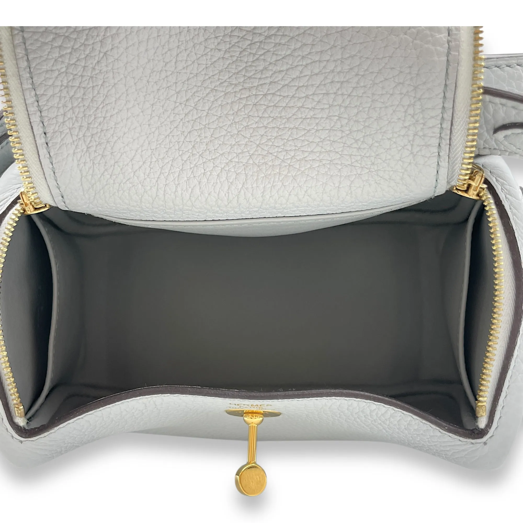 Lindy Mini Blue Pale in Clemence, Gold hardware