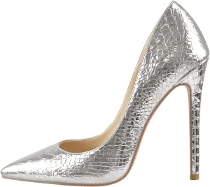 LISHAN Women's Slides Artificial Crocodile Solid Color Pumps with Slim Heel