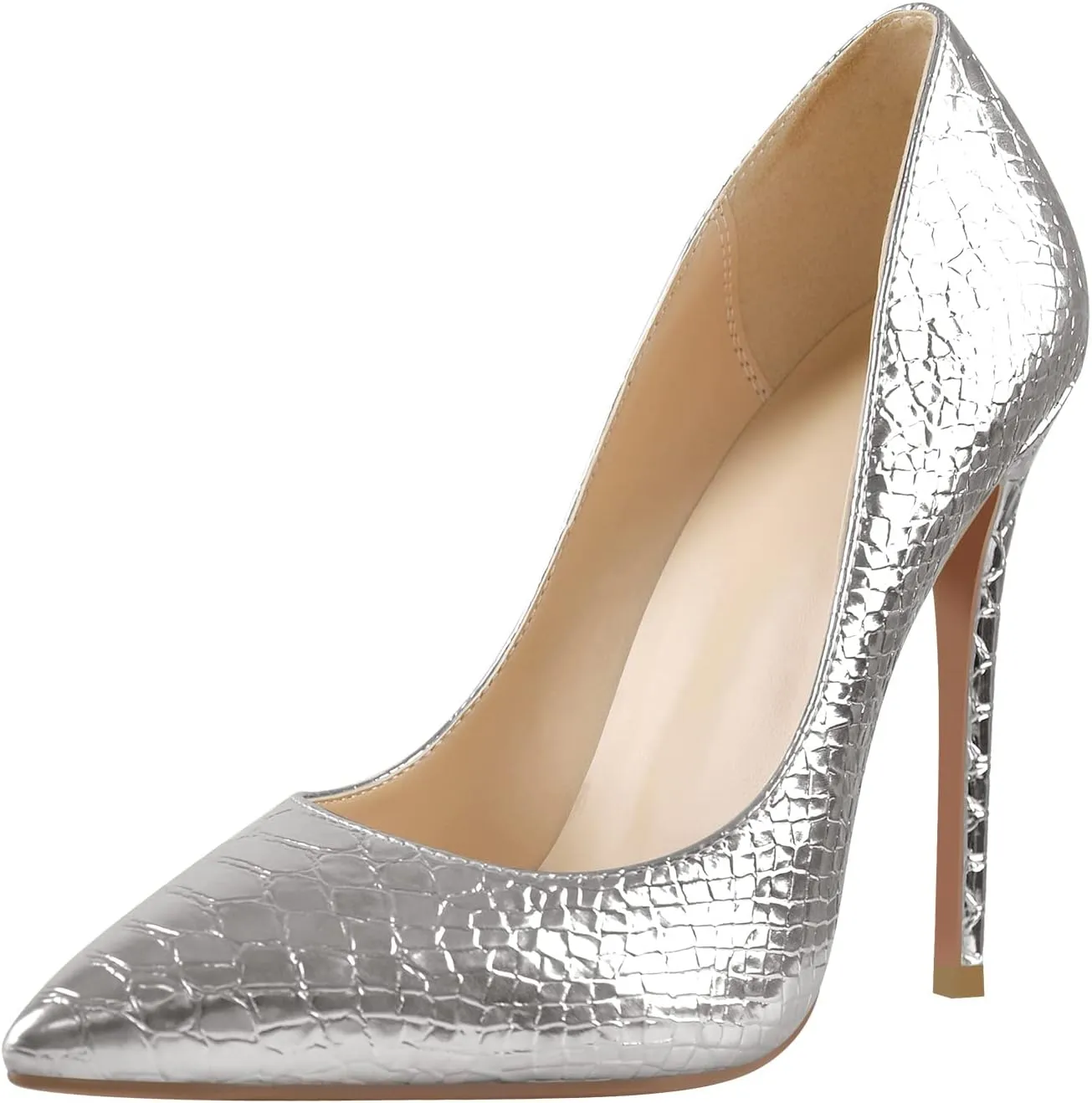 LISHAN Women's Slides Artificial Crocodile Solid Color Pumps with Slim Heel