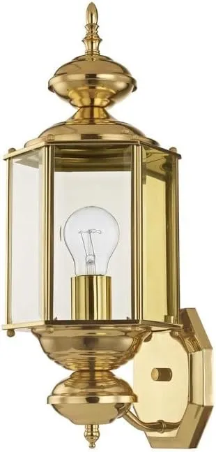 Livex Lighting 2006-01 Outdoor Wall Lantern with Clear Beveled Glass Shades, Antique Brass