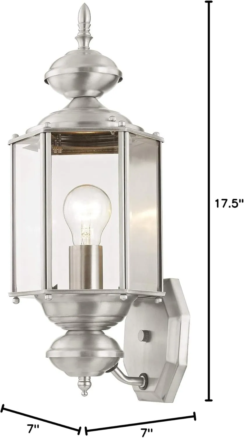 Livex Lighting 2006-01 Outdoor Wall Lantern with Clear Beveled Glass Shades, Antique Brass