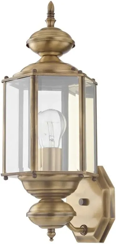 Livex Lighting 2006-01 Outdoor Wall Lantern with Clear Beveled Glass Shades, Antique Brass