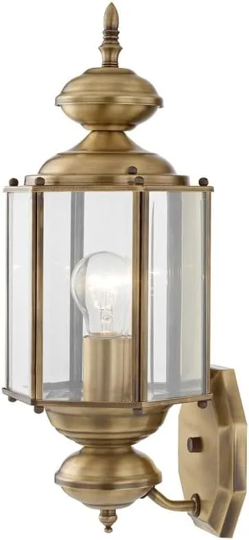 Livex Lighting 2006-01 Outdoor Wall Lantern with Clear Beveled Glass Shades, Antique Brass