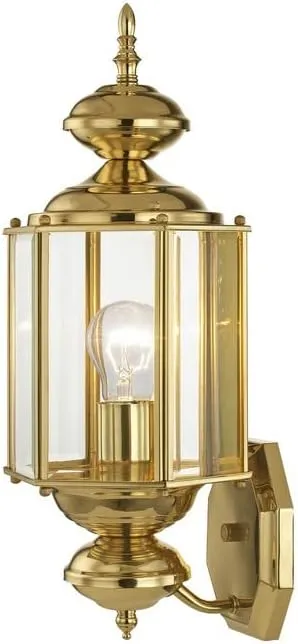 Livex Lighting 2006-01 Outdoor Wall Lantern with Clear Beveled Glass Shades, Antique Brass