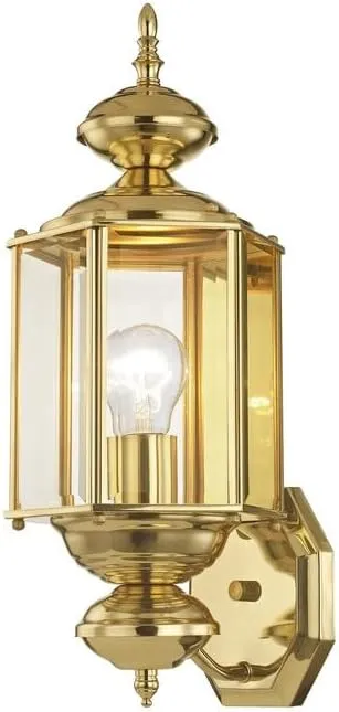 Livex Lighting 2006-01 Outdoor Wall Lantern with Clear Beveled Glass Shades, Antique Brass