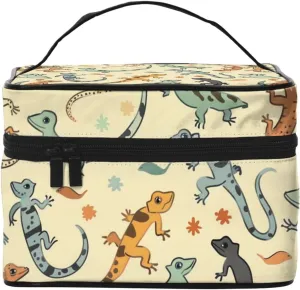 Lizard Makeup Bag for Women Travel Cosmetic Bag Large Makeup Case Portable Toiletry Skincare Organizer Bag