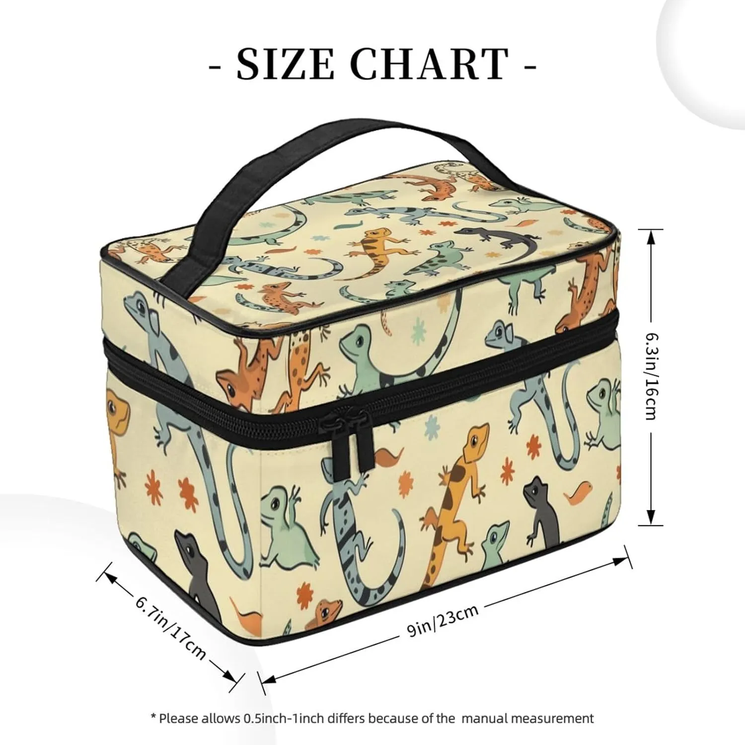 Lizard Makeup Bag for Women Travel Cosmetic Bag Large Makeup Case Portable Toiletry Skincare Organizer Bag