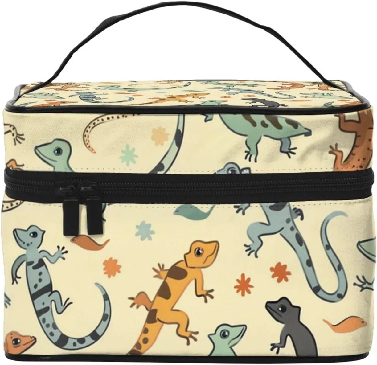 Lizard Makeup Bag for Women Travel Cosmetic Bag Large Makeup Case Portable Toiletry Skincare Organizer Bag