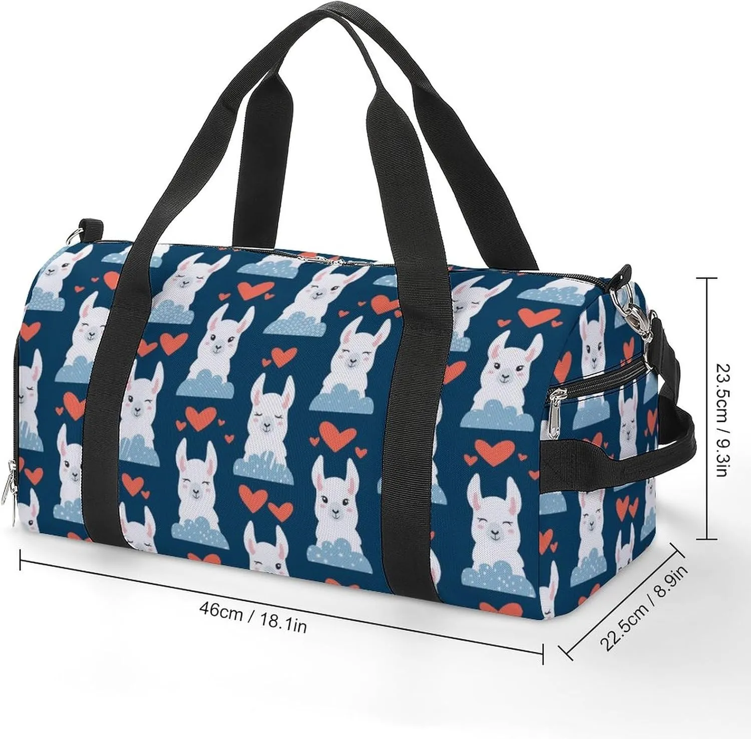 Llamas Pattern Water Resistant Gym Bag with Shoe Compartment, Travel Duffel Tote Bag Weekender Overnight Bag for Women Men