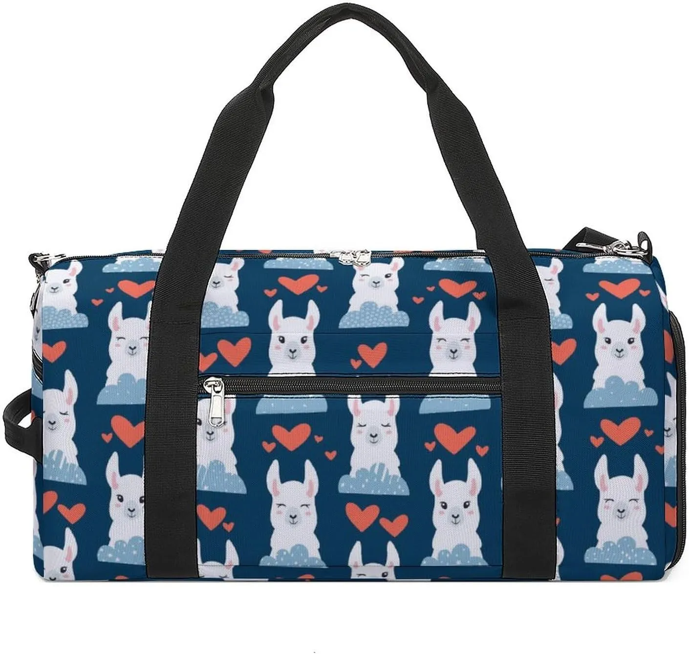 Llamas Pattern Water Resistant Gym Bag with Shoe Compartment, Travel Duffel Tote Bag Weekender Overnight Bag for Women Men
