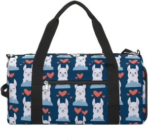 Llamas Pattern Water Resistant Gym Bag with Shoe Compartment, Travel Duffel Tote Bag Weekender Overnight Bag for Women Men