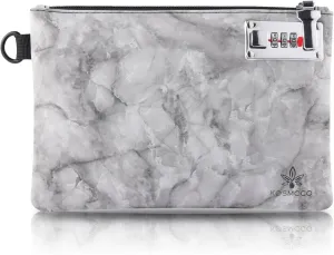 Lockable Money Bag - 6.5x10 Inches Pu Leather Locking Bank Bag Coin Purse for Cash, Jewelry, Passports, Medicine, Credit Cards and Valuable Storage (Marble Black)