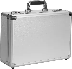 Locking Briefcase - Lockable Attache Case for Laptop & Documents, Dual Combination Locks, 16.9 “x12.2 ”x6.3 Business Aluminum Frame Hard Case for Professionals, Businessmen, Lawyers - Silver
