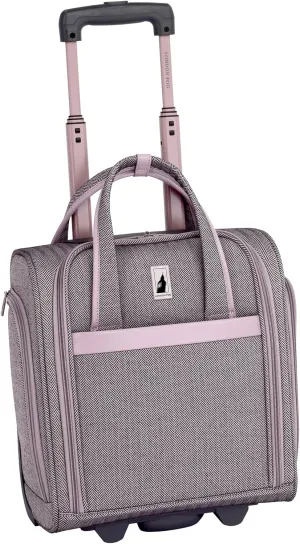 London Fog Kensington Lavender Black Herringbone 15" Verticle Under Seat Bag, 15 inch