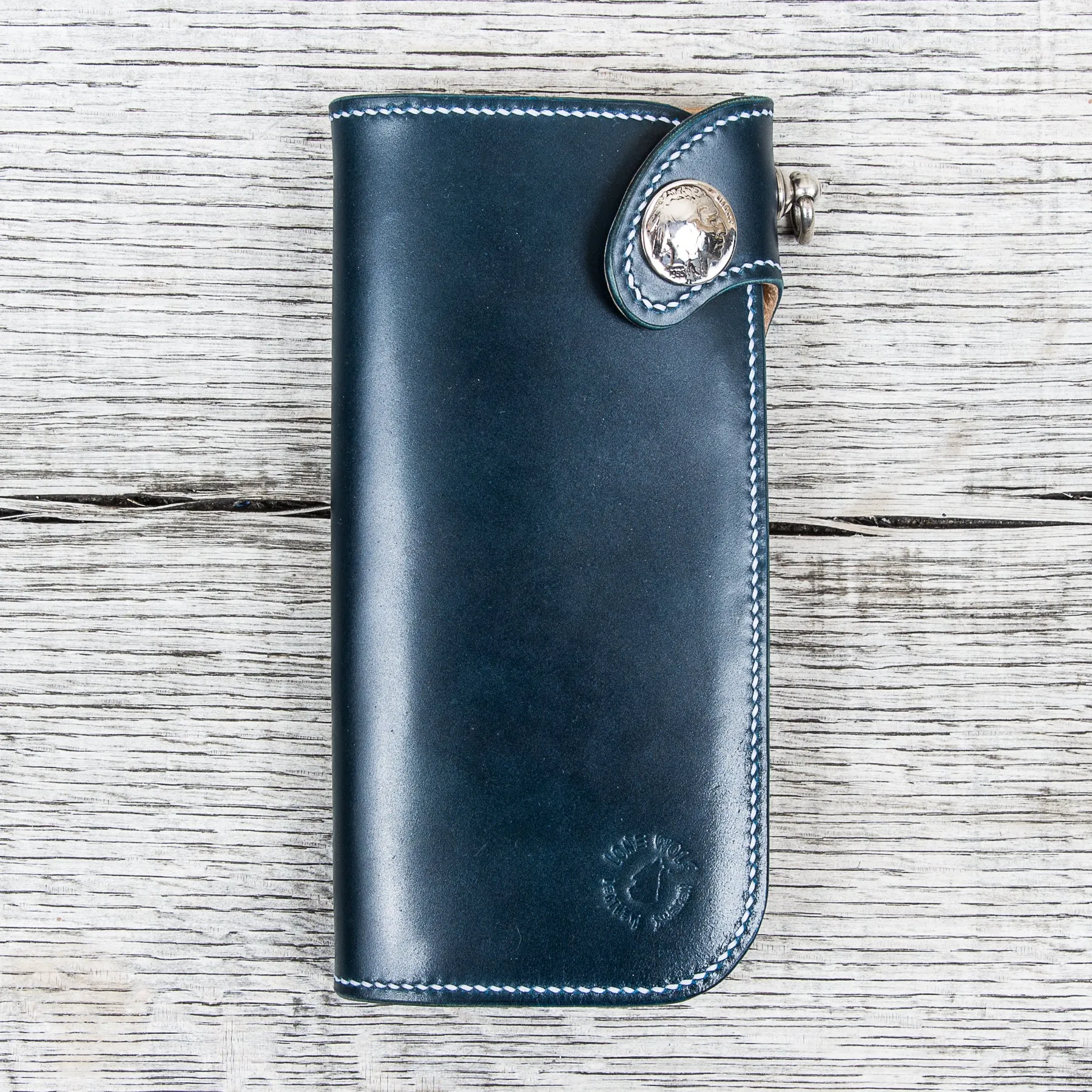 Lone Wolf Leathers Tall Wallet Shinki Shell Cordovan Navy