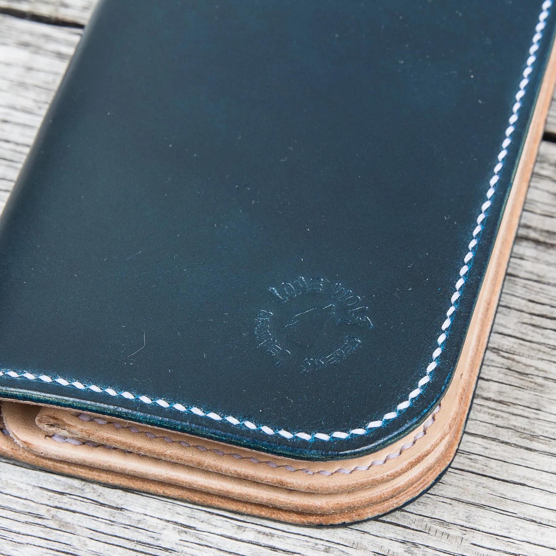 Lone Wolf Leathers Tall Wallet Shinki Shell Cordovan Navy