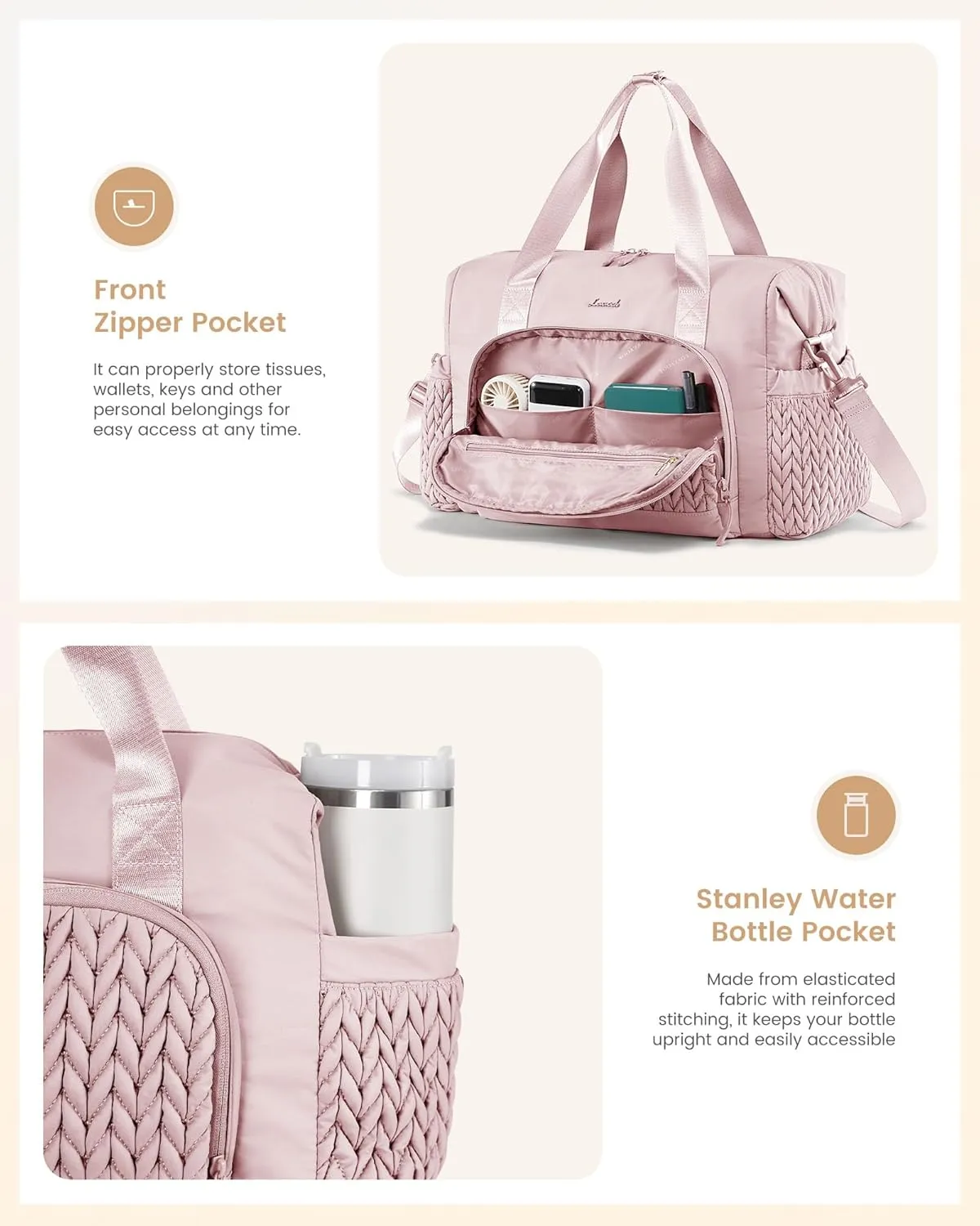 LOVEVOOK Travel Duffle Bag Gym Bag, Quilted Weekender Bags for Women Overnight Bag, Hospital Bag for Women Labor Delivery, Personal Item Travel Carry on Bag for Airplanes