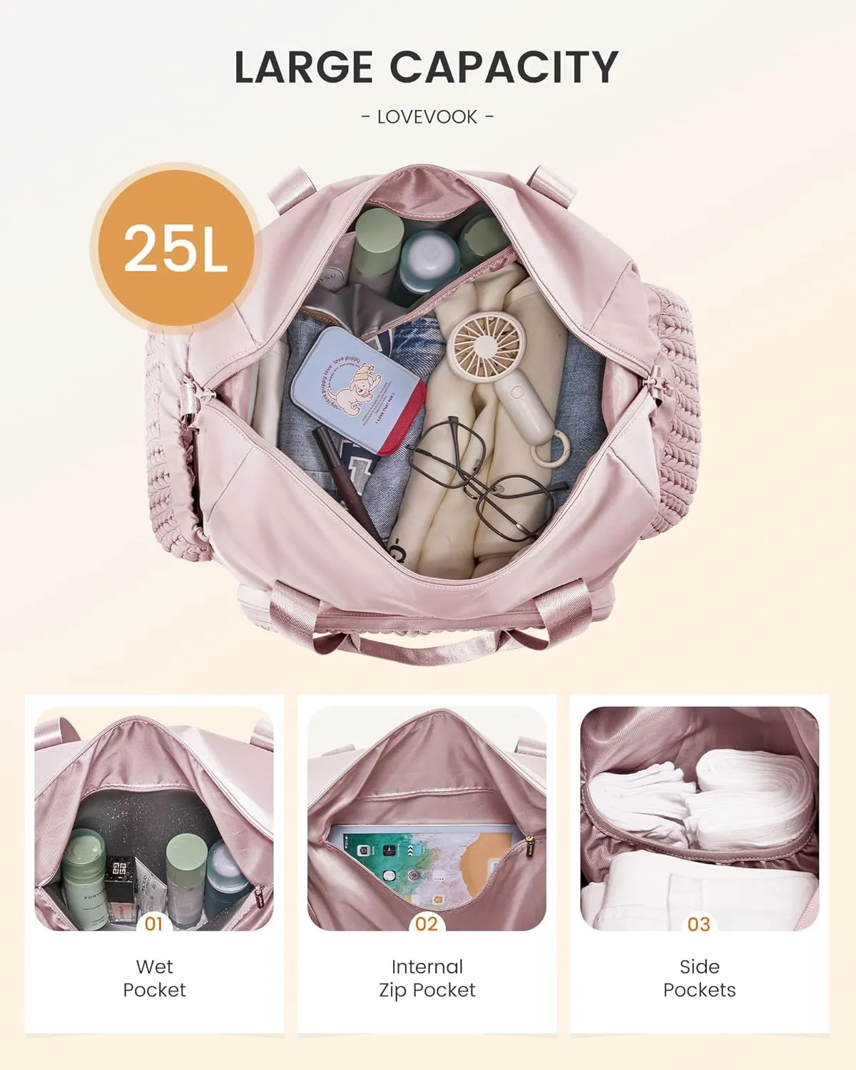 LOVEVOOK Travel Duffle Bag Gym Bag, Quilted Weekender Bags for Women Overnight Bag, Hospital Bag for Women Labor Delivery, Personal Item Travel Carry on Bag for Airplanes