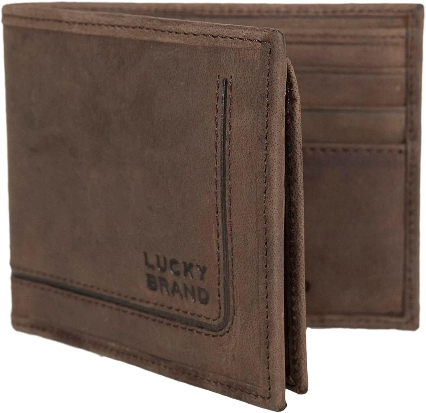 Lucky Brand Men's Bifold Wallet | Id Window | Card Slots | Leather | Organization | Durable | Stylish